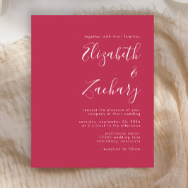 Budget Modern Script Magenta Wedding Einladung