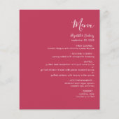 Budget Modern Script Magenta Wedding Menu (Vorderseite)
