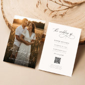Budget Modern Script QR Code Photo Wedding Invites Einladung