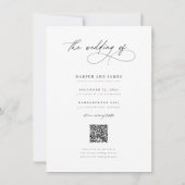 Budget Modern Script QR Code Photo Wedding Invites Einladung (Rückseite)