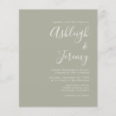 Budget Modern Script Sage Green Wedding Einladung (Vorderseite)
