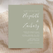 Budget Modern Script Sage Green Wedding Einladung