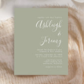 Budget Modern Script Sage Green Wedding Einladung