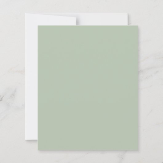 Budget Modern Script Sage Green Wedding Invitation (Rückseite)