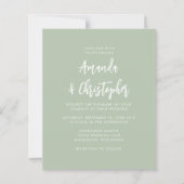 Budget Modern Script Sage Green Wedding Invitation (Vorderseite)