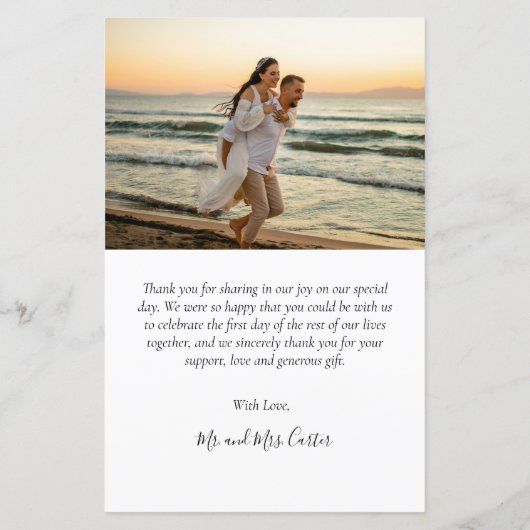 Budget Modern Script Wedding Foto Vielen Dank (Rückseite)