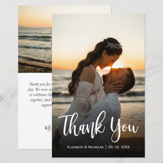 Budget Modern Script Wedding Foto Vielen Dank (Vorne/Hinten)