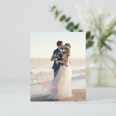 Budget Modern Script Wedding Photo Thank You Cards (Stehend Vorderseite)