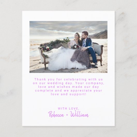 Budget Modern Script Wedding Photo Thank You Cards (Rückseite)