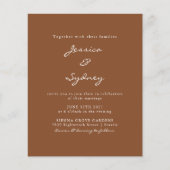 Budget Modern Sienna Script Einladung Hochzeit (Vorderseite)