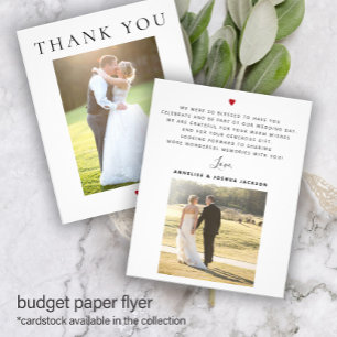 Budget modern simple photo wedding thank you flyer