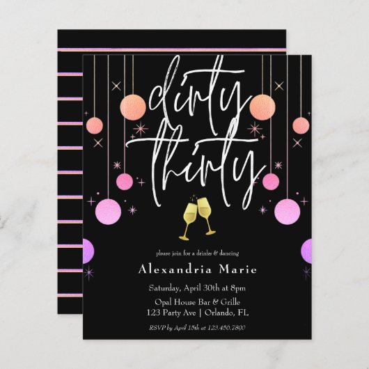 Budget Modern Sparkle "Dirty Thirty" 30. Geburtsta (Vorne/Hinten)