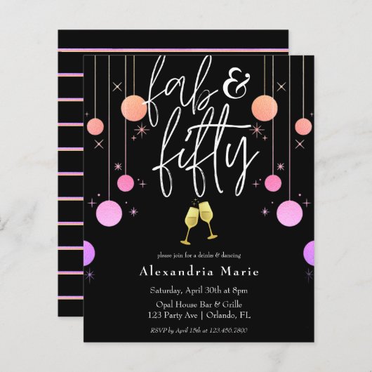 Budget Modern Sparkle "Fab & Fifty" Geburtstag (Vorne/Hinten)