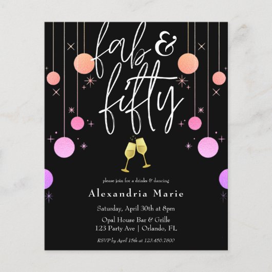 Budget Modern Sparkle "Fab & Fifty" Geburtstag (Vorderseite)