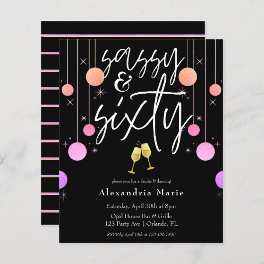 Budget Modern Sparkle Sassy & 60 Geburtstag (Vorne/Hinten)