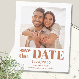 Budget Modern Terracotta Foto Save the Date Karte