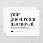Budget Modern Typografy Guest Room Moving Card (Vorne/Hinten)