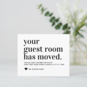 Budget Modern Typografy Guest Room Moving Card (Stehend Vorderseite)