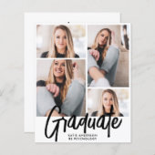 Budget Modern Vier Foto Script Abschluss laden ein (Vorne/Hinten)