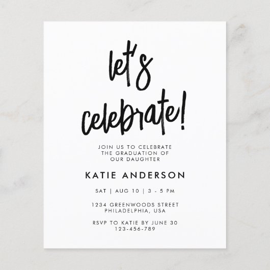 Budget Modern Vier Foto Script Abschluss laden ein (Rückseite)