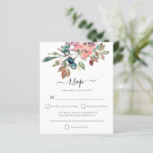 Budget Modern Watercolor Pink Florals Wedding RSVP (Stehend Vorderseite)
