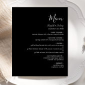 Budget Modern White Script Black Wedding Menu