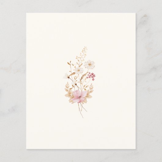 Budget Modern Wildblume Sage Green Wedite Einladun (Rückseite)