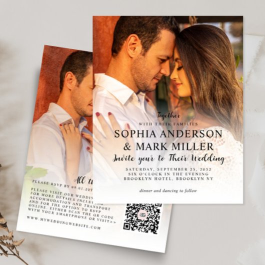 Budget Moderne 2 Foto Hochzeit Einladung