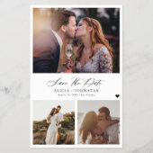 Budget moderne 3 Foto Hochzeit sparen das Datum Flyer (Vorne)