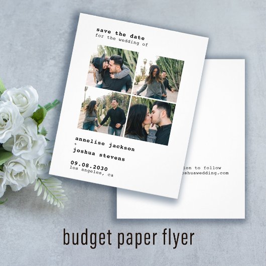 Budget moderne 4 Fotos Hochzeit sparen das Datum Flyer