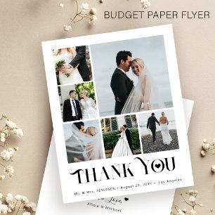Budget moderne 6 Foto Collage Hochzeit danke Flyer