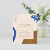 Budget Moderne Abstrakte Beige Blue Wedite Einladu (Stehend Vorderseite)