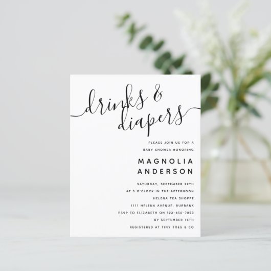 Budget Moderne Babydusche Einladung (Stehend Vorderseite)