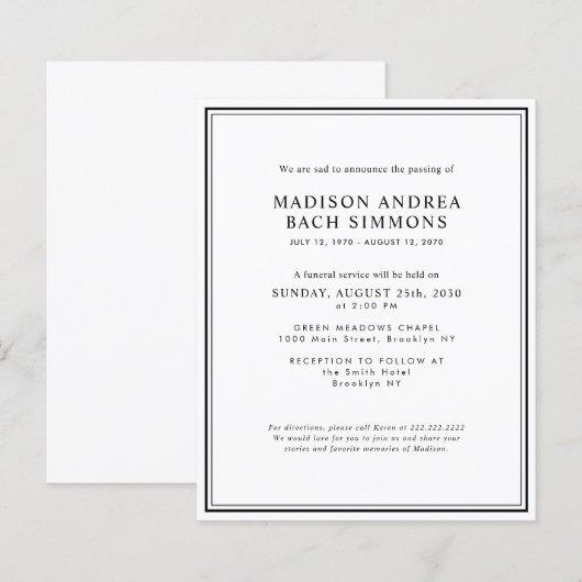 Budget Moderne Beerdigungsfeier (Vorne/Hinten)