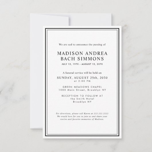 Budget Moderne Beerdigungsfeier Mitteilungskarte (Vorderseite)