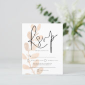 Budget Moderne Blätter Script Wedding RSVP (Stehend Vorderseite)