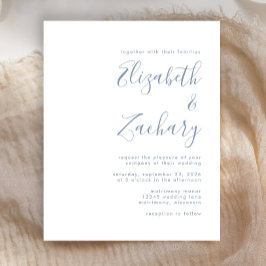 Budget Moderne Blue Script Einladung Hochzeit