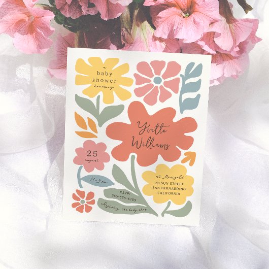 Budget Moderne Blume Illustriert Babydusche