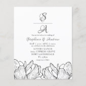 Budget Moderne Blumenmonogramm Einladung (Vorderseite)