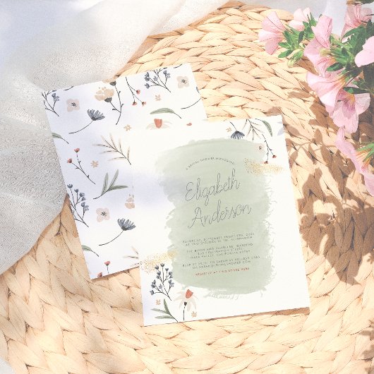 Budget Moderne Boho Blume Grünes Brautparty