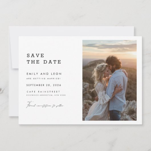 Budget Moderne Boho QR-Code Foto-Hochzeit Save The Date (Vorderseite)