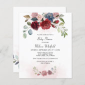 Budget Moderne Burgundy Blumengrün Babydusche (Vorne/Hinten)