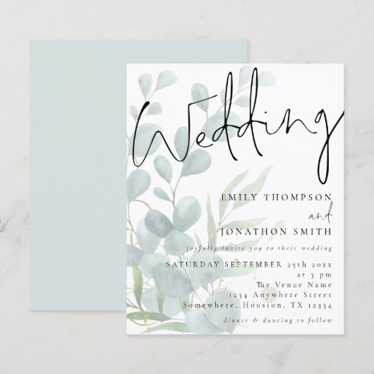 Budget Moderne Drehschrift Eucalyptus Wedding Einl (Vorne/Hinten)