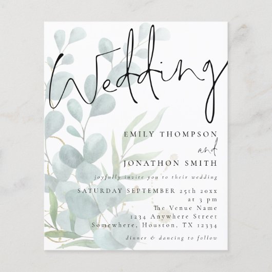 Budget Moderne Drehschrift Eucalyptus Wedding Einl (Vorderseite)