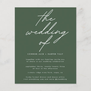 Budget Moderne dunkelgrüne Weiß die Hochzeit einla Flyer