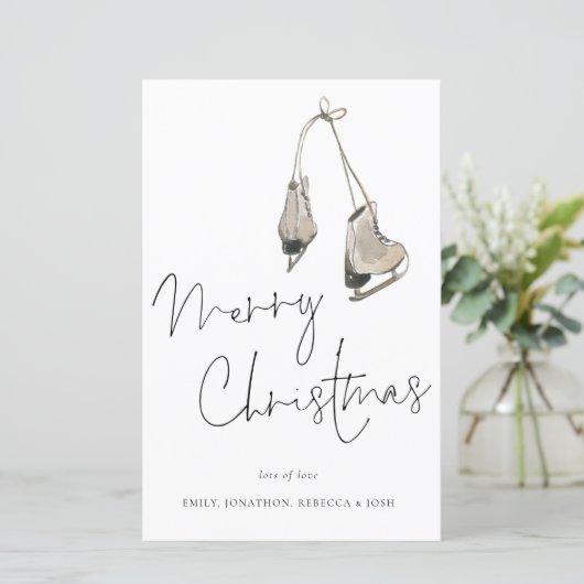 Budget Moderne Eis Skate Frohe Weihnachtskarte (Stehend Vorderseite)