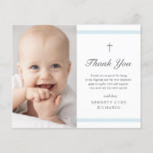 Budget Moderne Elegance Boys Taufe Danke Karte (Vorderseite)