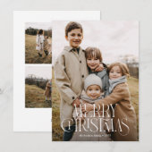 Budget Moderne Elegant frohe Weihnachten Drei Foto (Vorne/Hinten)