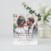 Budget Moderne Elegante 2 Foto Hochzeit Einladung (Stehend Vorderseite)