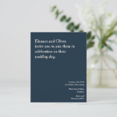 Budget Moderne elegante Blue Wedding Einladung Nav (Stehend Vorderseite)